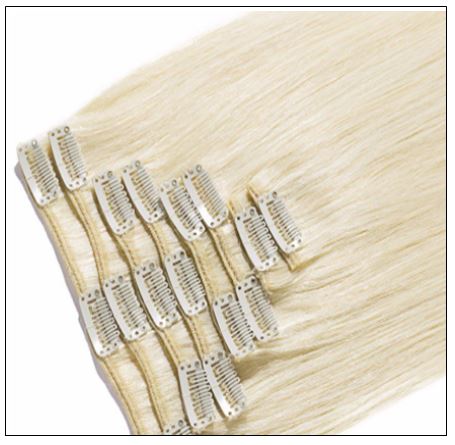 Platinum Blonde Clip in Hair Extensions 2-min