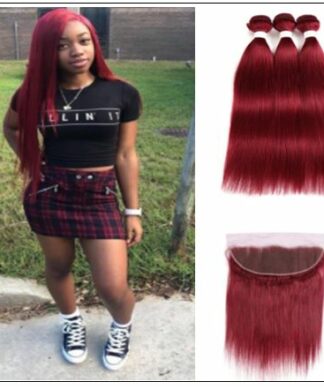 Burgundy Frontal Sew in Hair Extensions (5)