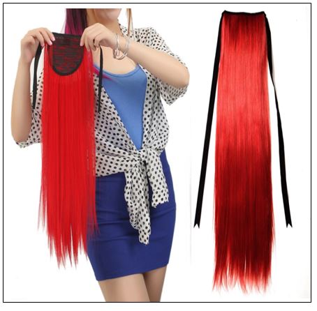 Red Sleek Ponytail Hair Extensions (3)