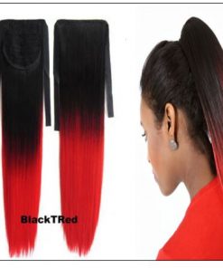 Red Slicked Back Ponytail Hair Extensions 2