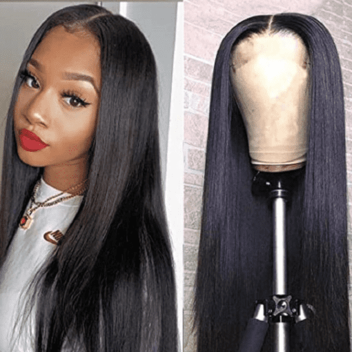 Black Straight Lace Front Wig1