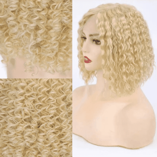 Blonde Curly bob wig 3