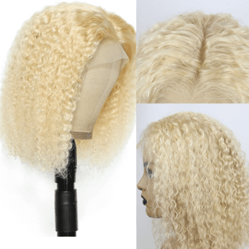 Blonde Curly bob wig 4