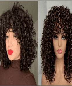 Layered Curly Black Bob Wig With Bangs1
