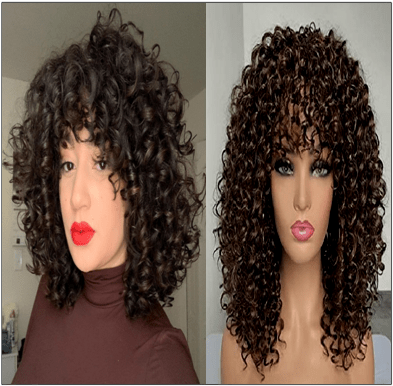 Layered Curly Black Bob Wig With Bangs1