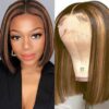 Shoulder length short straight hair with highlights 1