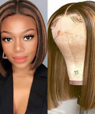 Shoulder length short straight hair with highlights 1