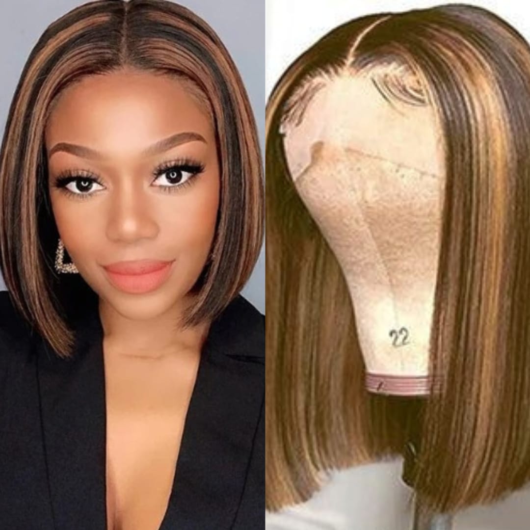 Newlook Honey Brown with Highlight Lace Front Hair Straight Shoulder Length  Natural Glueless Wig Fashion Heat Resistant Daily - China Cheap Lace Front  Bob Wig and Bob Lace Wigs price | Made-in-China.com