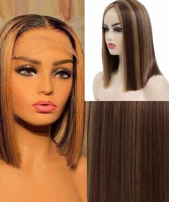 Shoulder length short straight hair with highlights 2