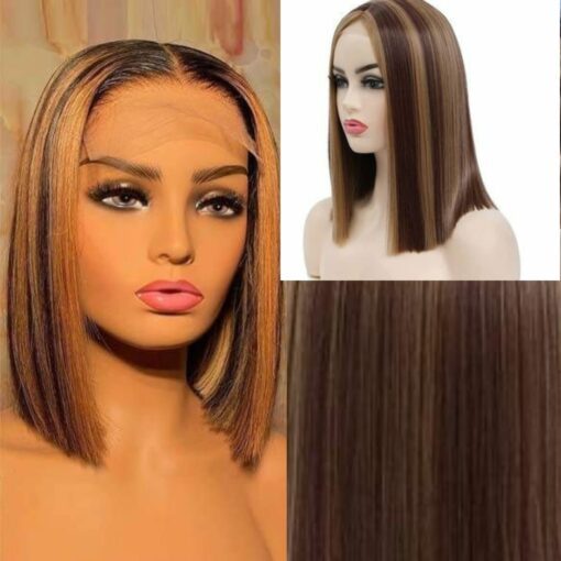 Shoulder length short straight hair with highlights 2