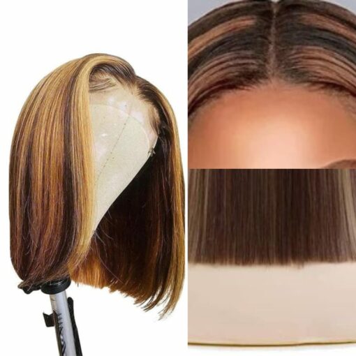 Shoulder length short straight hair with highlights 3