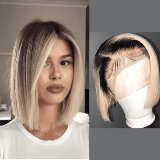 blonde balayage Bob straight1