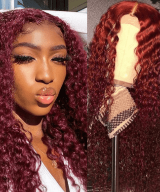 red curly lace front wig1