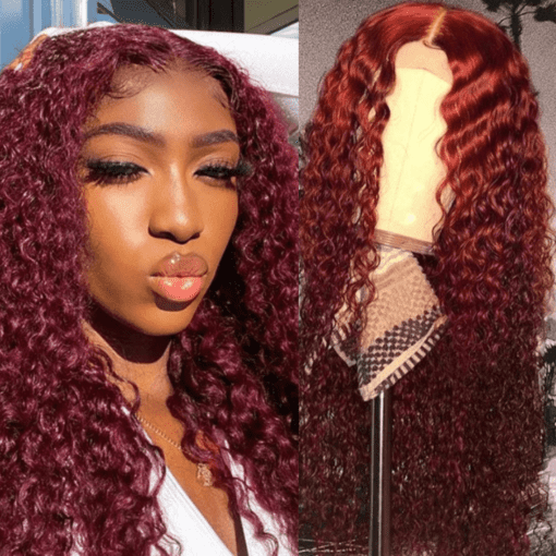red curly lace front wig1