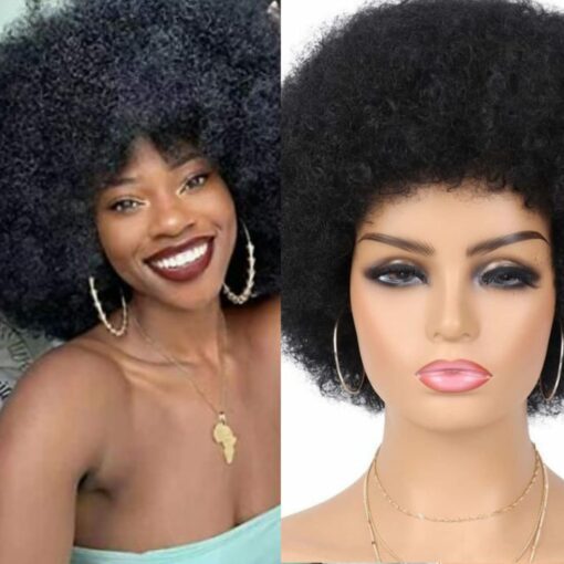 Black Afro wig kinky curly1