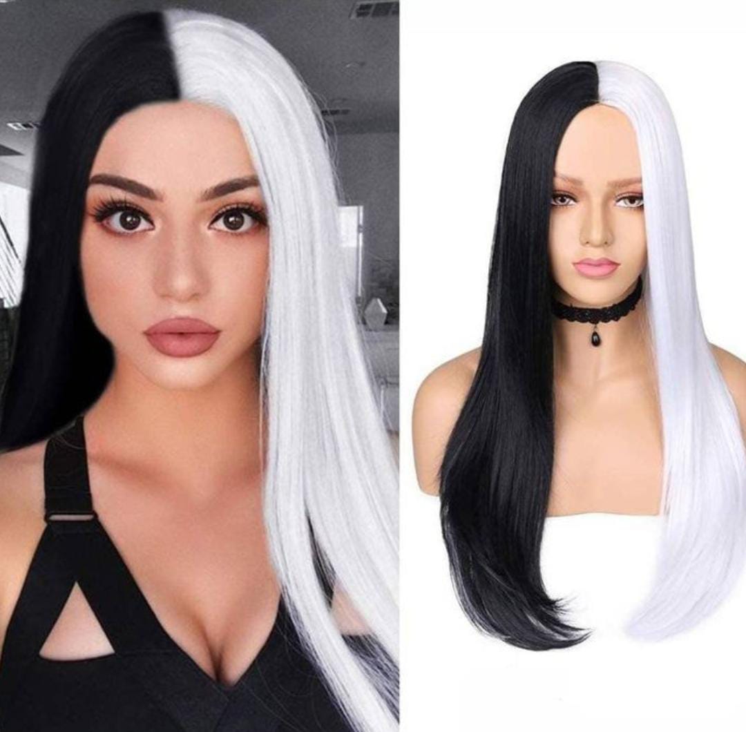 Black And White Wig-Straight Front Lace 150%, 180% And 250% Density ...