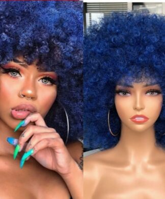 Blue Afro wig-kinky curly1