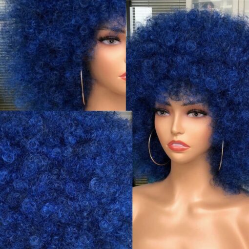 Blue Afro wig-kinky curly2
