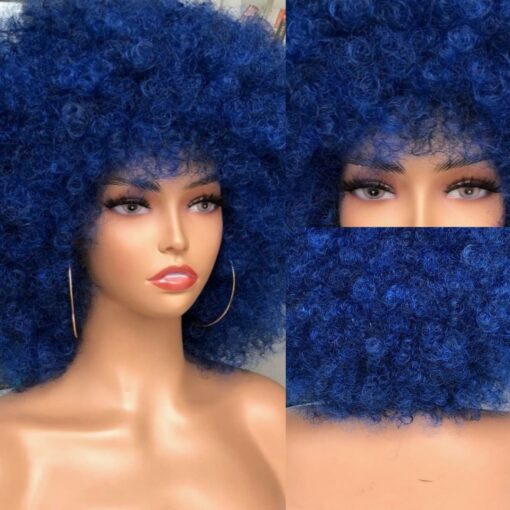 Blue Afro wig kinky curly3