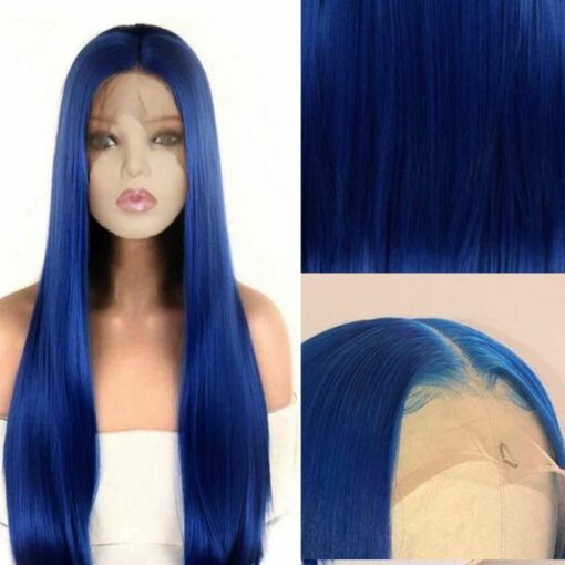 Blue long wig 3
