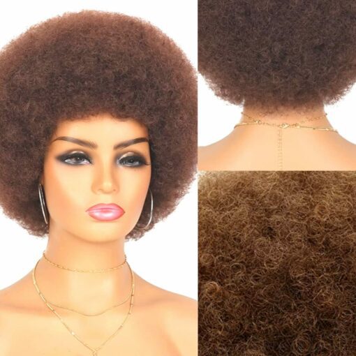 Brown Afro wig kinky curly3