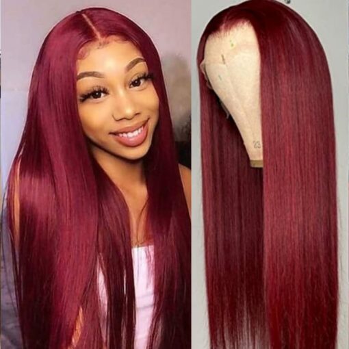 Burgundy lace front wig 1