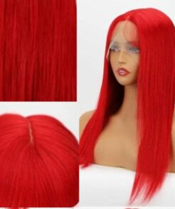 Coloured frontal Lace wig Long straight red 3