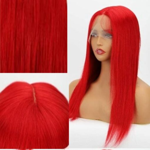 Coloured frontal Lace wig Long straight red 3