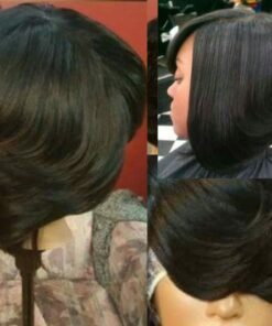 Feathered Bob Wig Black2