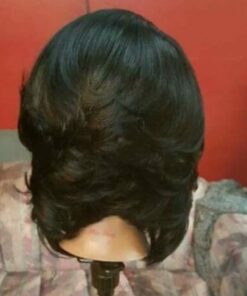 Feathered Bob Wig Black4
