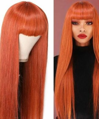 Ginger wig with bangs-long straight 1