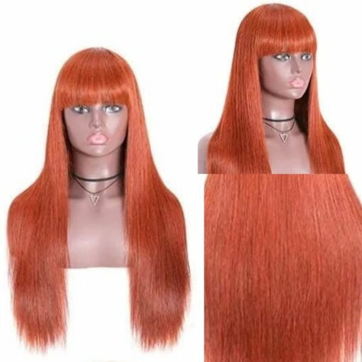Ginger wig with bangs-long straight 3