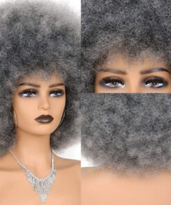 Gray Afro wig kinky curly3