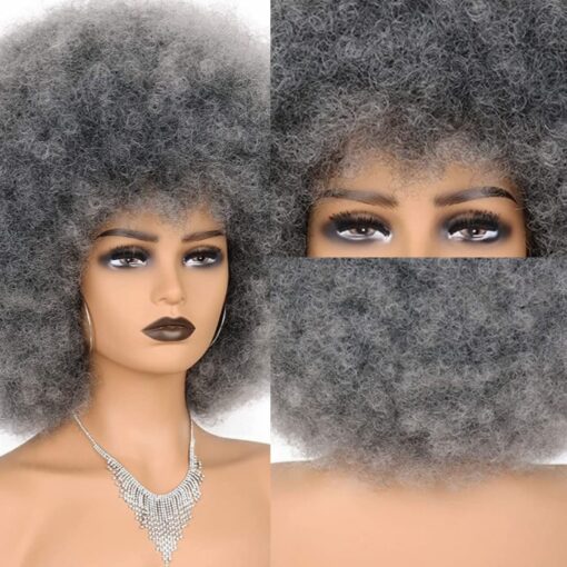 Gray Afro wig kinky curly3