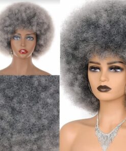 Gray Afro wig kinky curly4