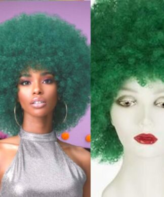 Green Afro wig-kinky curly1