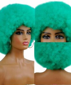 Green Afro wig kinky curly2