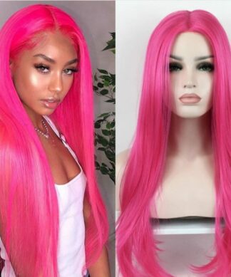Hot Pink wig Long Straight1