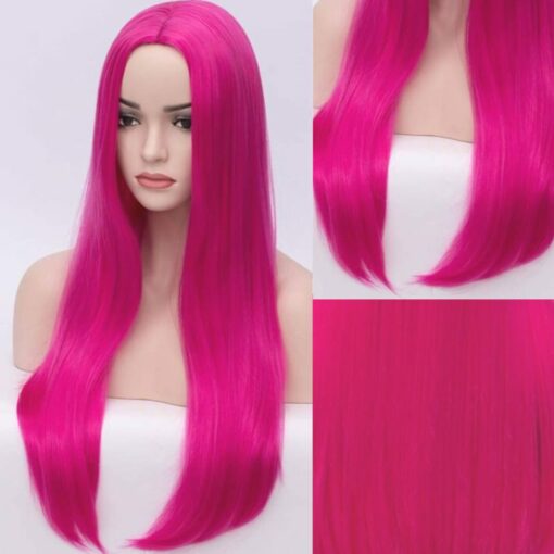 Hot Pink wig Long Straight2