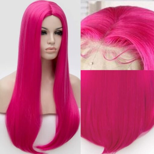 Hot Pink wig Long Straight3
