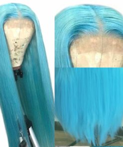 Light Blue Wig Long Straight 3
