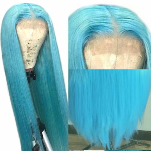 Light Blue Wig-Long Straight 3