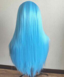 Light Blue Wig Long Straight 4