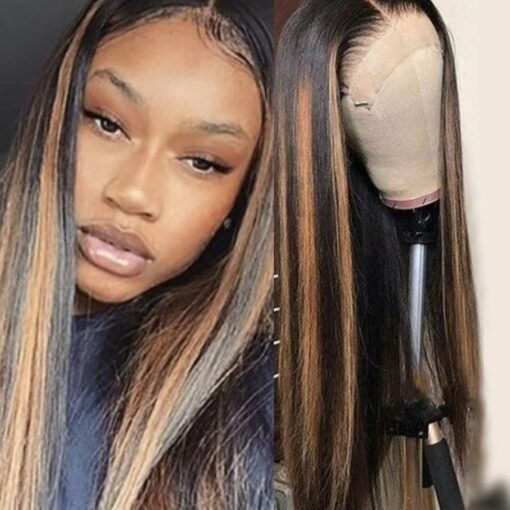 Ombre Human Hair Wigs-Long Straight 1