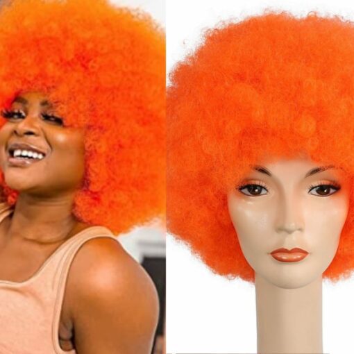 Orange Afro wig-kinky curly1