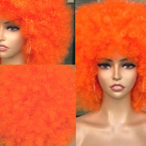 Orange Afro wig-kinky curly2