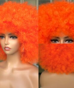 Orange Afro wig kinky curly3