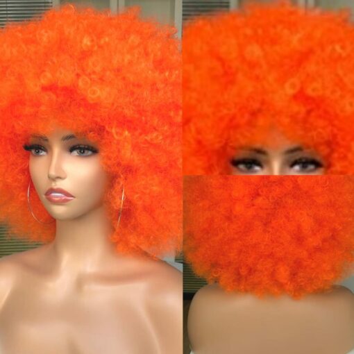 Orange Afro wig-kinky curly3