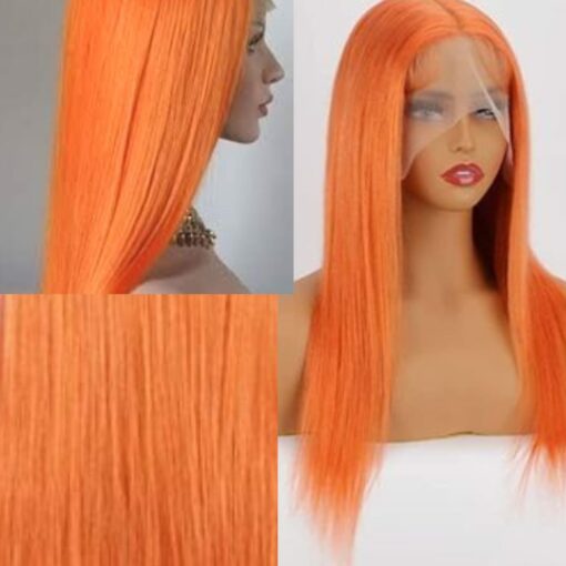 Orange Wig Long Straight 4