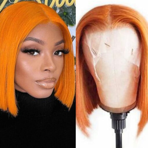 Orange bob wig_front lace1